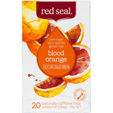 A vibrant Red Seal Blood Orange fruit tea blend, perfect for refreshing hot or cold beverages, 99.9% sugar-free and caffeine-free.