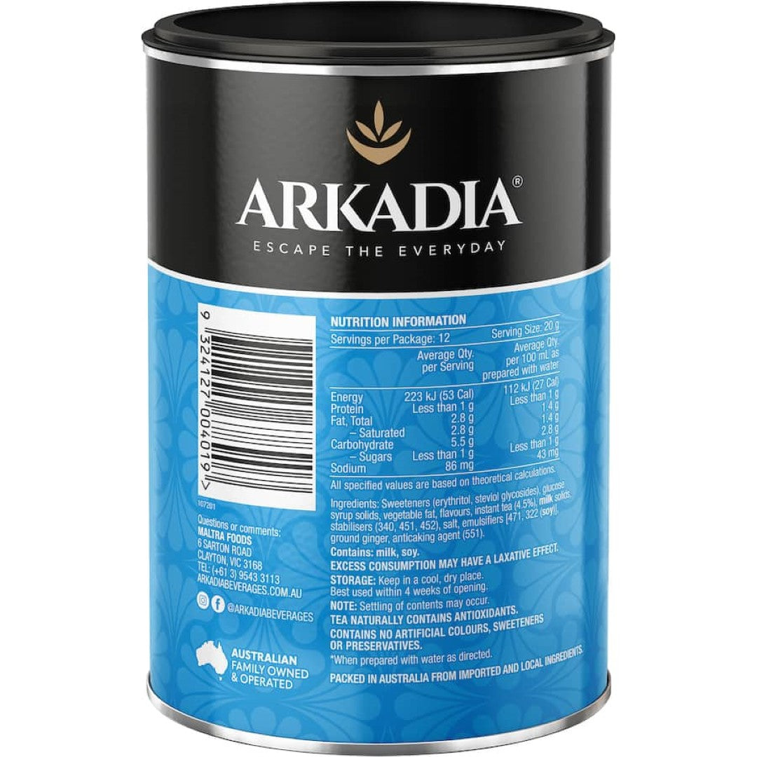 Arkadia Chai Tea 99% Sugar Free in a decorative packaging, showcasing a blend of spices and fine tea leaves, perfect for health-conscious drinkers.