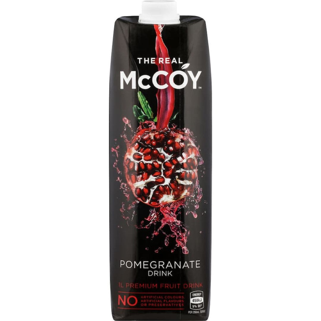 Mccoy Fruit Drink Pomegranate: refreshing juice made from real pomegranates, rich in antioxidants, no artificial additives.