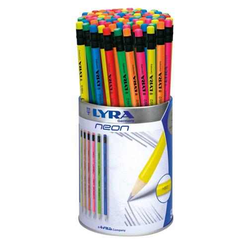 Lyra Neon Pencil With Eraser Class Set 96 - Neon Pencil Set HB 96