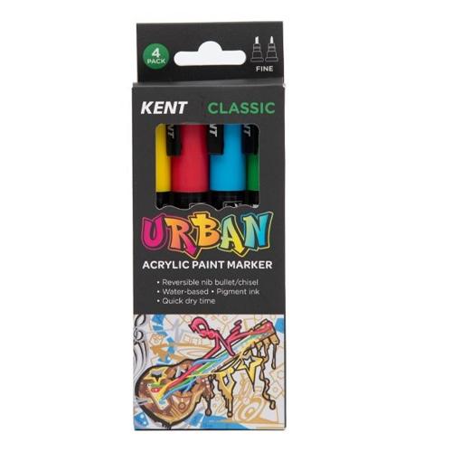 Kent Urban Acrylic Paint Marker Sets Fine - Classic Pack 4