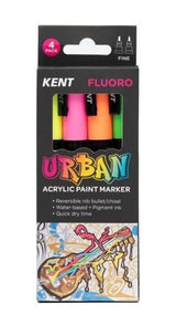 Kent Urban Acrylic Paint Marker Sets Fine - Fluoro Pack 4