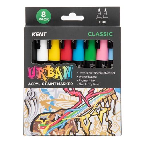 Kent Urban Acrylic Paint Marker Sets Fine - Classic Pack 8