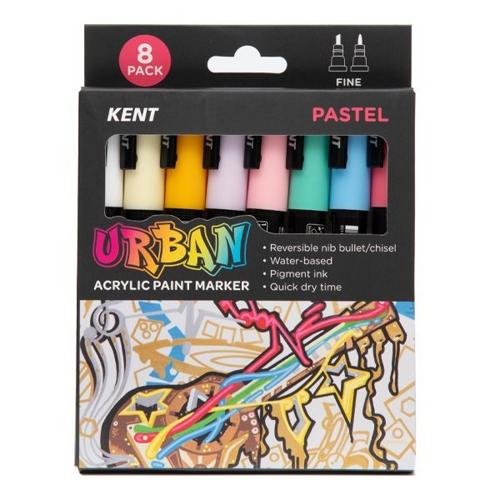 Kent Urban Acrylic Paint Marker Sets Fine - Pastel Pack 8