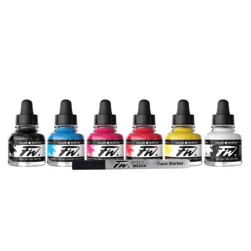 Daler Rowney FW Acrylic Ink Sets - Neon 6 X 29.5ml