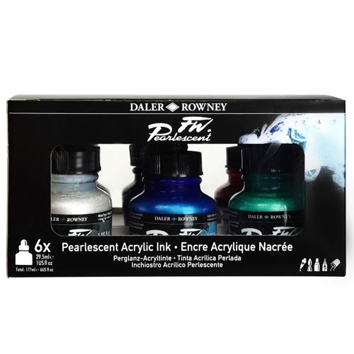 Daler Rowney FW Acrylic Ink Sets - Pearlescent 6 X 29.5ml