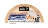 Byron Water Colour Pan Set Bamboo Case - 10 Piece