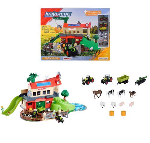 Majorette Farmyard Playset With 3 Die-Cast Toy Vehicles