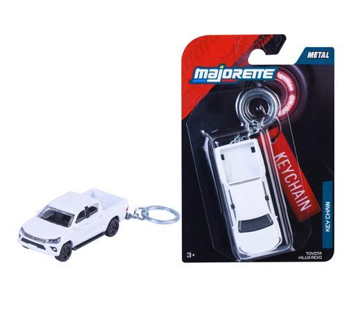 Toyota Hilux White Toy Car Key Chain - Majorette