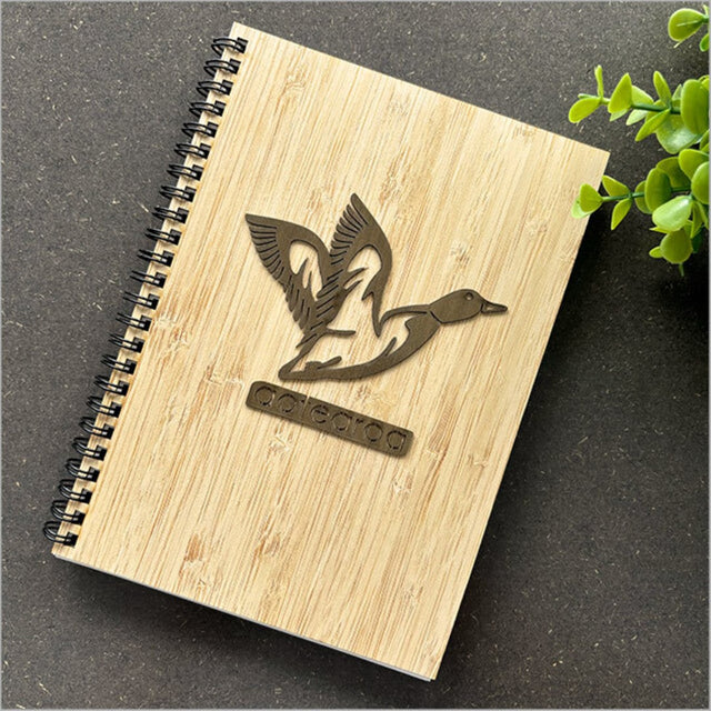 Bamboo Journal with Duck River Rimu motif, FSC certified, 160mm x 210mm, 110 pages for versatile journaling and sketching.