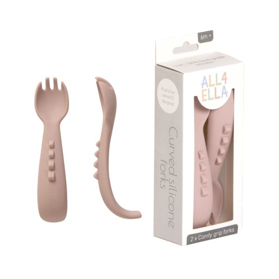 Comfy Grip Silicone Forks 2pk - Dusty Pink - All4Ella