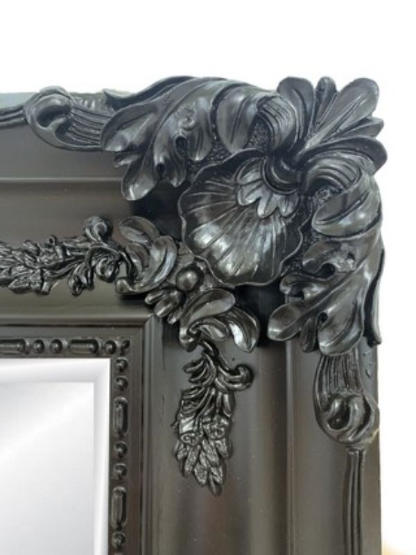 Bevelled Mirror - Black Ornate (150cm)