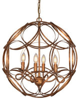 Elegant 57cm gold orb chandelier with vintage charm, featuring intricate design and 4 E14 bulb sockets for warm ambiance.