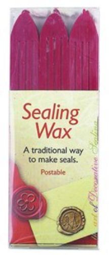 Vibrant red sealing wax sticks, perfect for creating elegant wax seals on letters and crafts, comes in a convenient 3-pack.