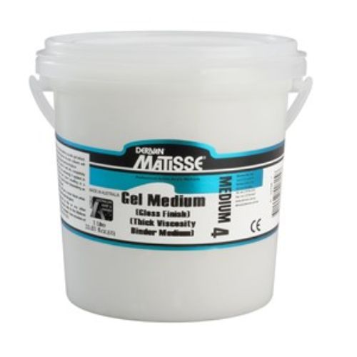 Matisse Mm4 Gel Medium in a 1L bottle, perfect for creating rich, textured acrylic paintings and brilliant colored glazes.