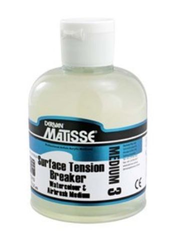 Matisse MM3 250ml Tension Breaker enhances acrylic paint flow, improving color penetration for vibrant artwork.