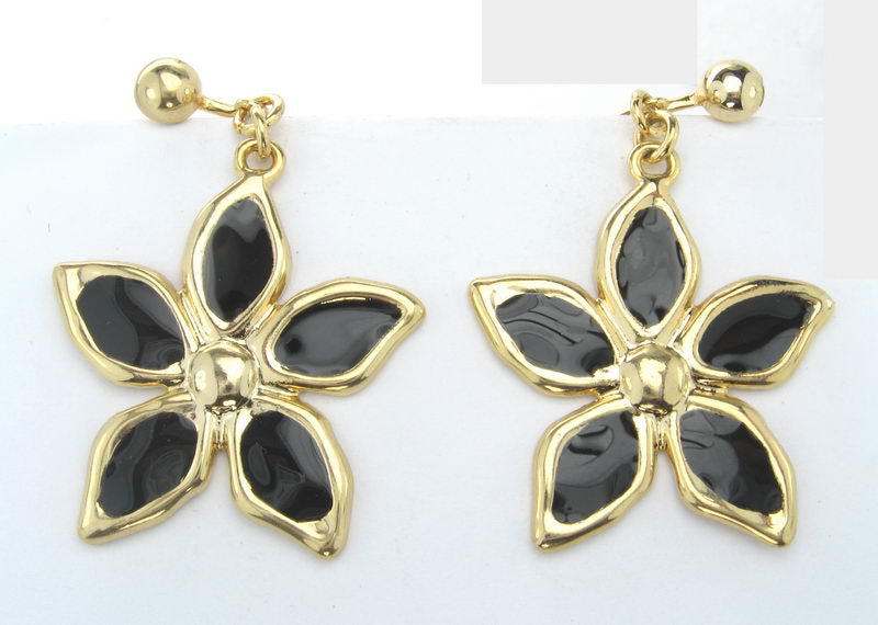 Earrings En. Gold/C Black Enamel - Smartfox
