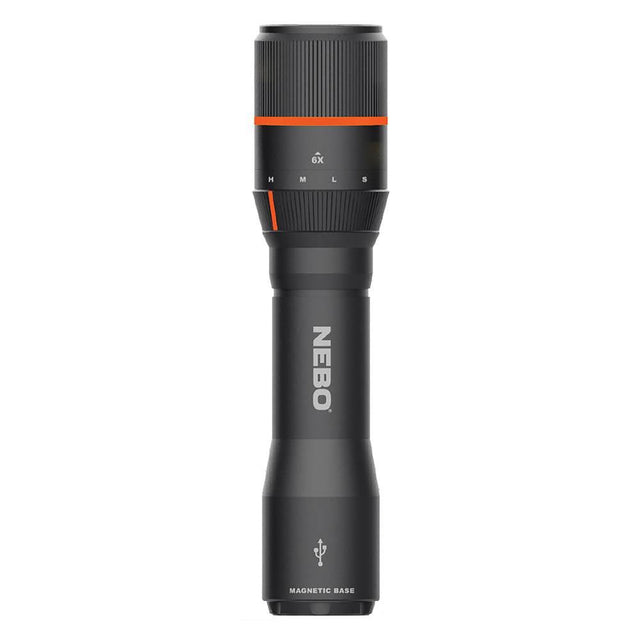 Nebo Davinci 1000 rechargeable flashlight with 1000 lumens, 4 modes, 6x zoom, and durable, water-resistant design.