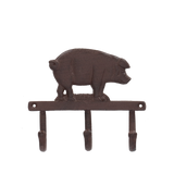 3 Hook Hanger - Cast Iron Pig (19 x 5 x 16cm)