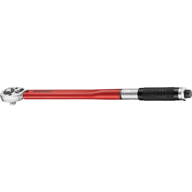 Bi-directional 1/2-inch drive torque wrench with dual scale, angular gauge, and ±4% accuracy for precise tightening.