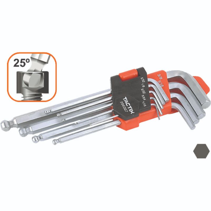 Tactix 9pc Hex Key Ball Point End Set-Metric