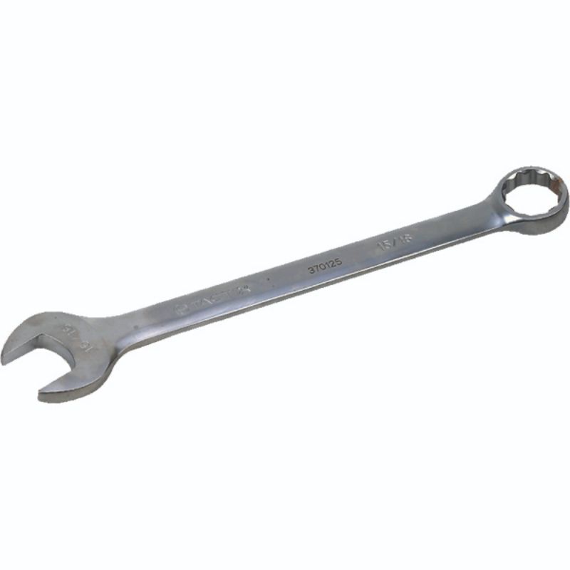 Tactix 18mm combination spanner made from chrome-vanadium steel, featuring a satin finish for durability and comfort.