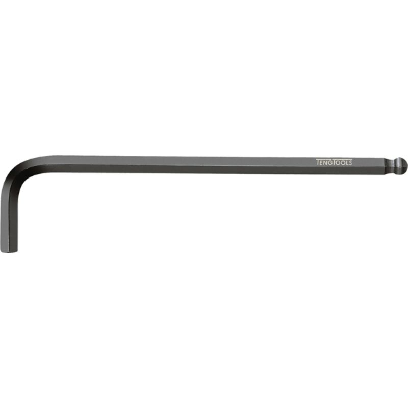 Teng Ball-End Hex Key 1/8in Cr-Mo with black finish and ball-point for 30° angle access to fasteners, 19mm short, 96mm long.