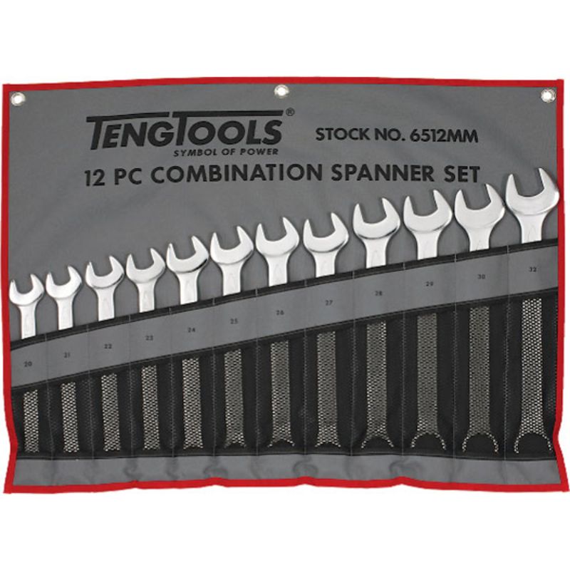 Teng 12pc Combination Metric Spanner Set in sturdy wallet, featuring sizes 20-32mm for versatile mechanical tasks.