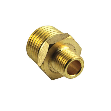 Champion Brass 1/2in x 3/8in BSP Reducing Nipple, durable brass fitting for seamless plumbing connections, ideal for varied pipe sizes.