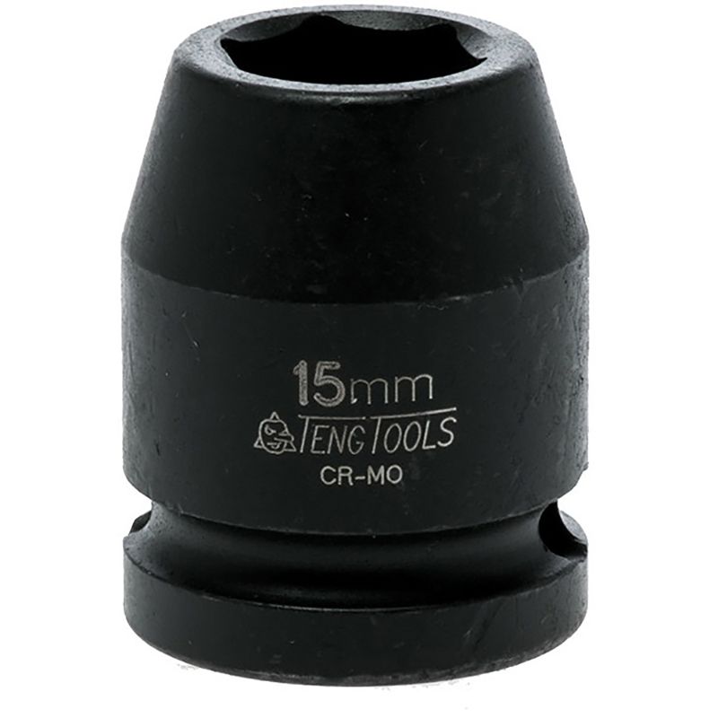 Teng 1/2in Dr. Impact Socket 15mm DIN for high-torque tasks, crafted from chrome-molybdenum steel with corrosion-resistant finish.