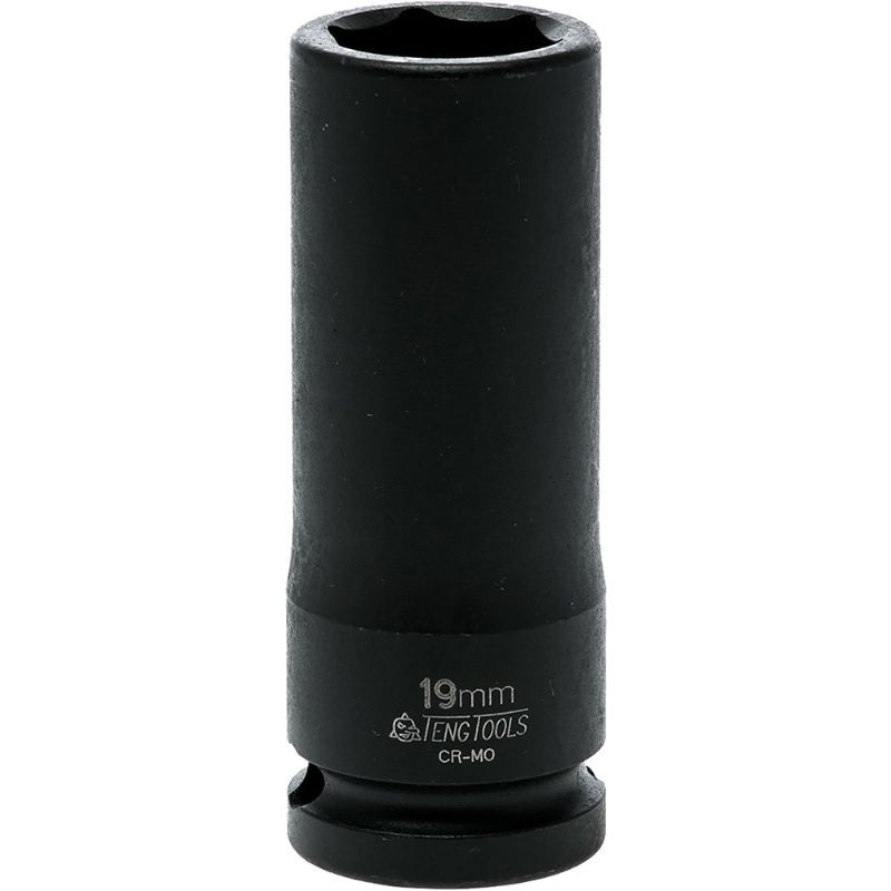 Teng 1/2in Dr. Deep Impact Socket 19mm DIN, durable chrome molybdenum steel, precision design for maximum torque.