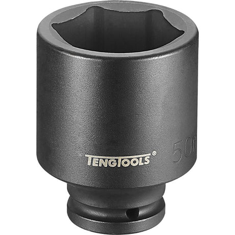 Teng 3/4in Drive Deep Impact Socket 50mm, durable Chrome-Molybdenum, 6-point grip, ideal for heavy-duty tasks.