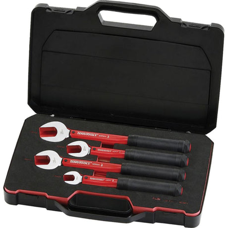 Teng 4pc Preset Torque Spanner Set in case for accurate torque on brass flare connections, ISO6789-1992 compliant.