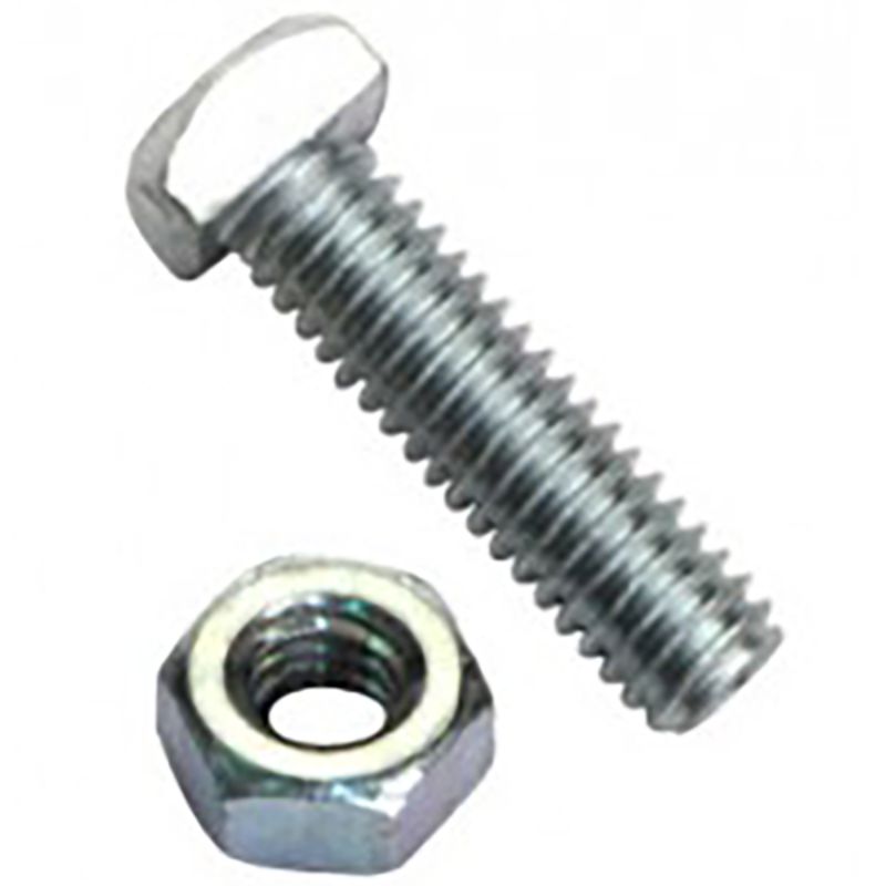 Heavy-duty Champion 5/16in x 1-1/4in square battery bolt and nut set, engineered for durability in automotive and DIY applications.