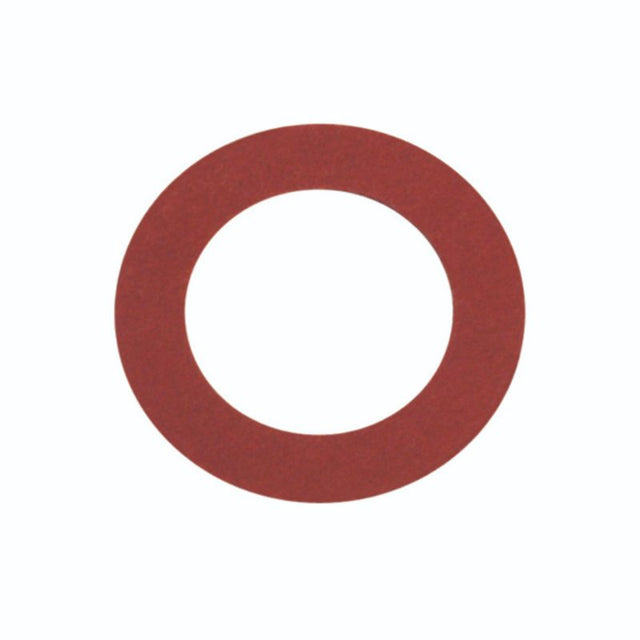 Red fibre sump plug washers, 5/8 x 7/8 x 3/32in, 10-pack for leak prevention and durability in plumbing applications.