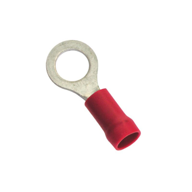 Red 1/4in ring terminals in a 10-pack, ideal for electrical connections, with free shipping available in NZ.