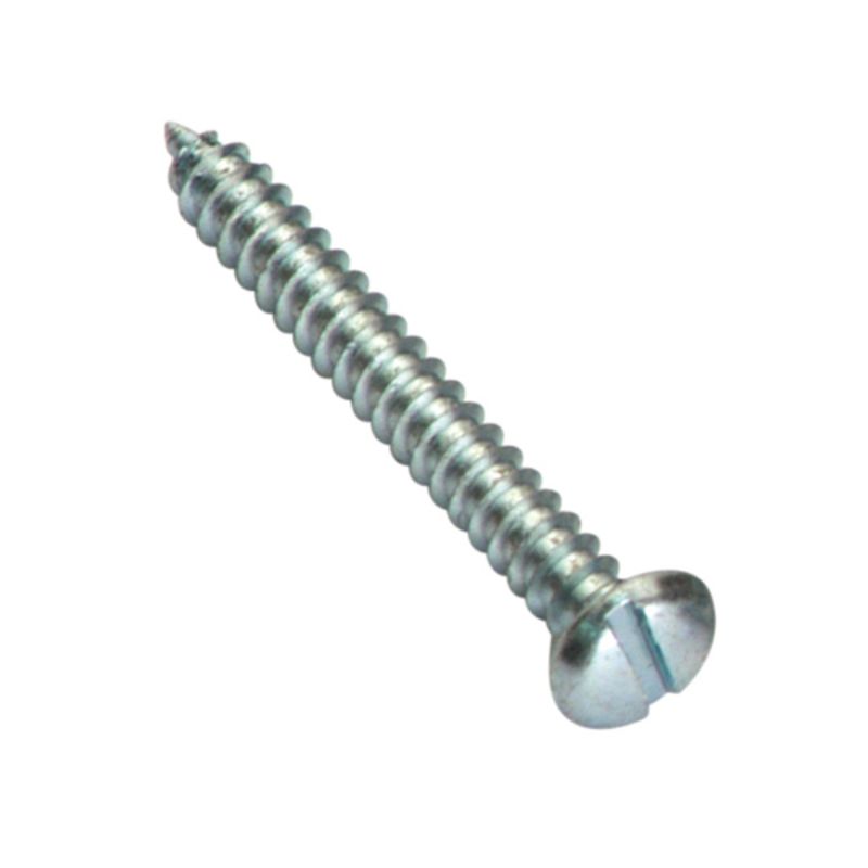 Champion 8G x 3/8in S/Tapping Pan Head Slotted screws in a 50-pack, designed for easy installation in various materials.