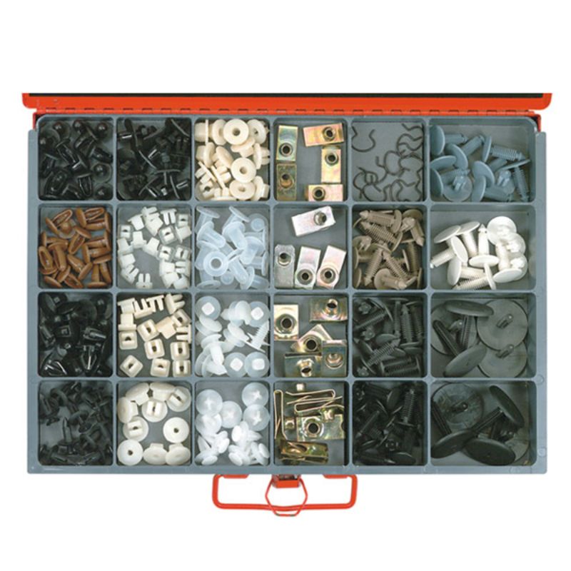 275-piece Champion Master Kit for auto trim fasteners, including various clips and grommets for vehicle repairs and upgrades.