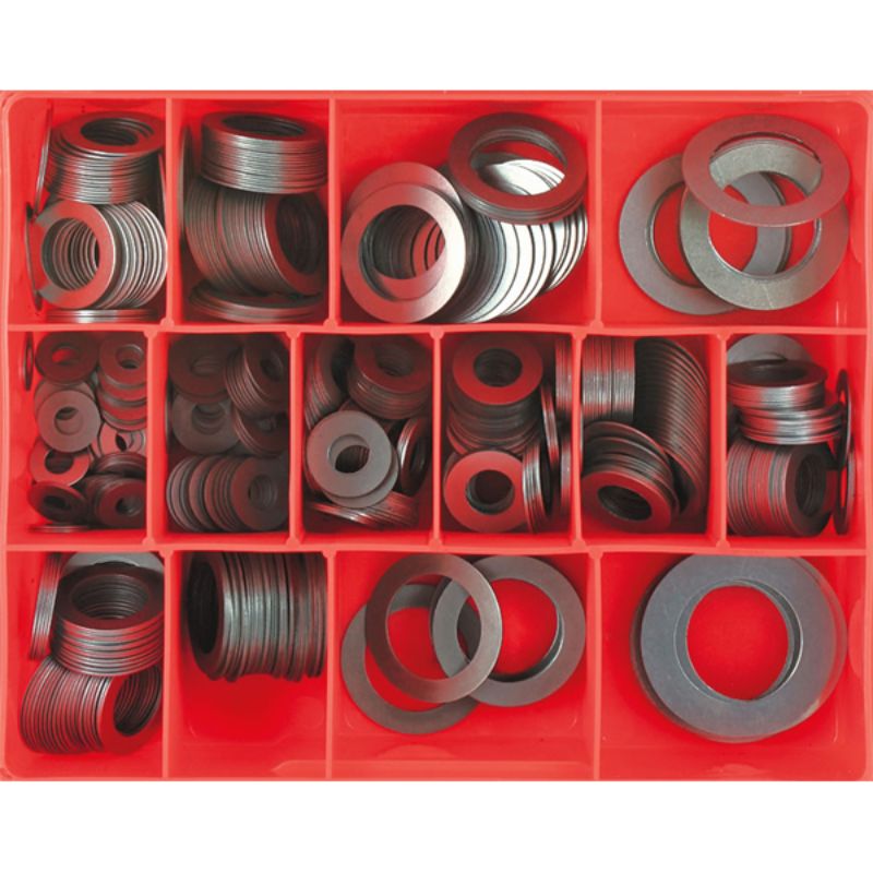 Champion 545pc steel spacing washer assortment featuring 14 sizes and 22-gauge thickness for durable, reliable projects.