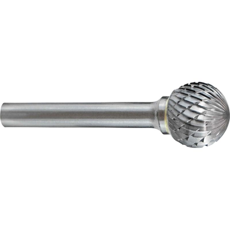 Carbide burr with 3/8" ball head, designed for precision cutting, shaping, and smoothing in metal, wood, and plastic.