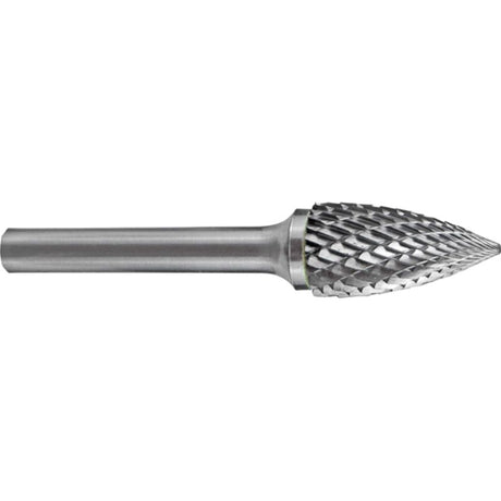 Holemaker Carbide Burr, 1/4x5/8in, pointed end for precision machining in metal, wood, and plastic; 1/4in shank for standard tools.