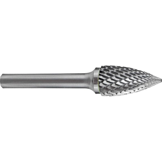 Holemaker Carbide Burr, 1/4x5/8in, pointed end for precision machining in metal, wood, and plastic; 1/4in shank for standard tools.