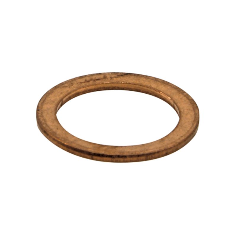 Copper M8 x 14mm ring washers in a 100-pack, ensuring leak-free connections for automotive and plumbing projects.