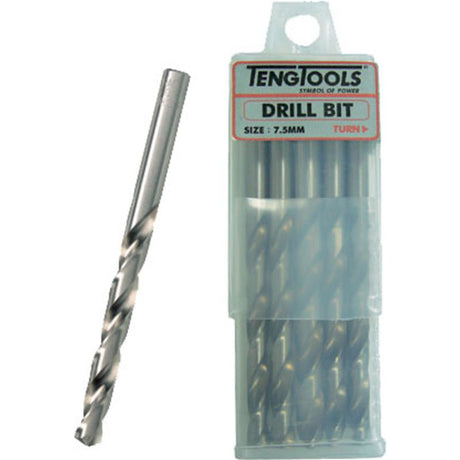 Teng 10pc 4.0mm Drill Bit set (DIN338) in high-speed steel for precise drilling in wood, plastic, and metal.