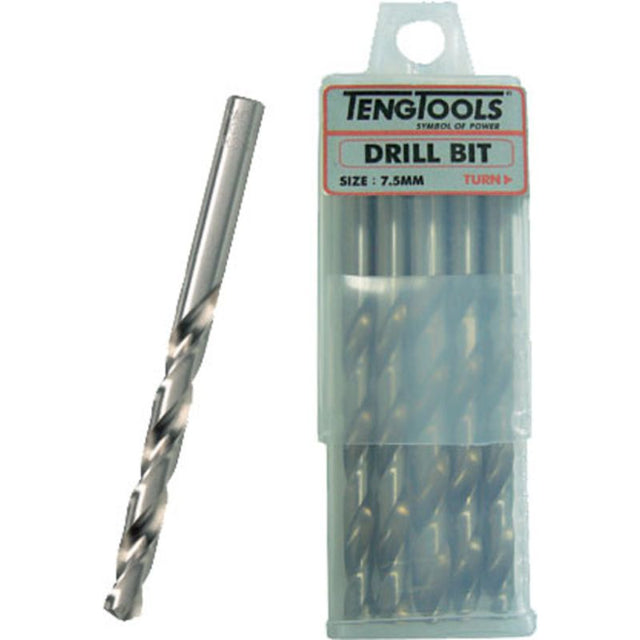 Teng 10pc 4.0mm Drill Bit set (DIN338) in high-speed steel for precise drilling in wood, plastic, and metal.