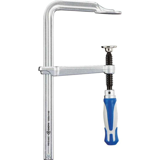 Trademaster Pivot Handle Clamp, 300mm x 140mm, 670kgp capacity, designed for secure clamping in woodworking and metalworking.