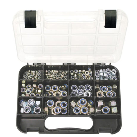 195-piece Champion GJ Grab Kit featuring self-lock nuts in M4 to M14 sizes, zinc passivated for corrosion resistance.