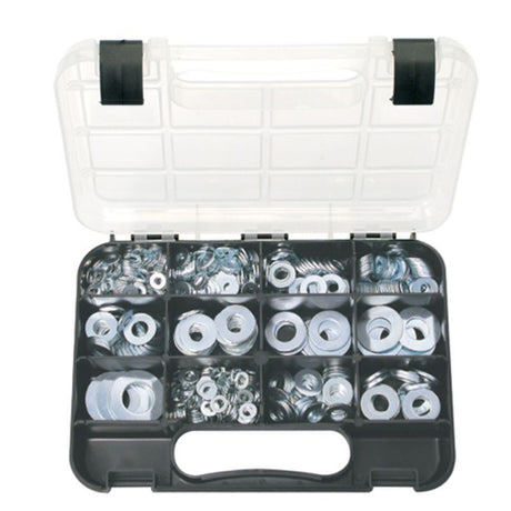 740pc Champion GJ Grab Kit with Metric & Imperial flat washers, durable zinc plated steel for versatile fastening needs.