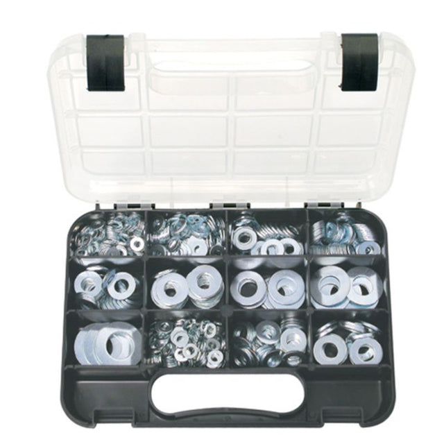 740pc Champion GJ Grab Kit with Metric & Imperial flat washers, durable zinc plated steel for versatile fastening needs.