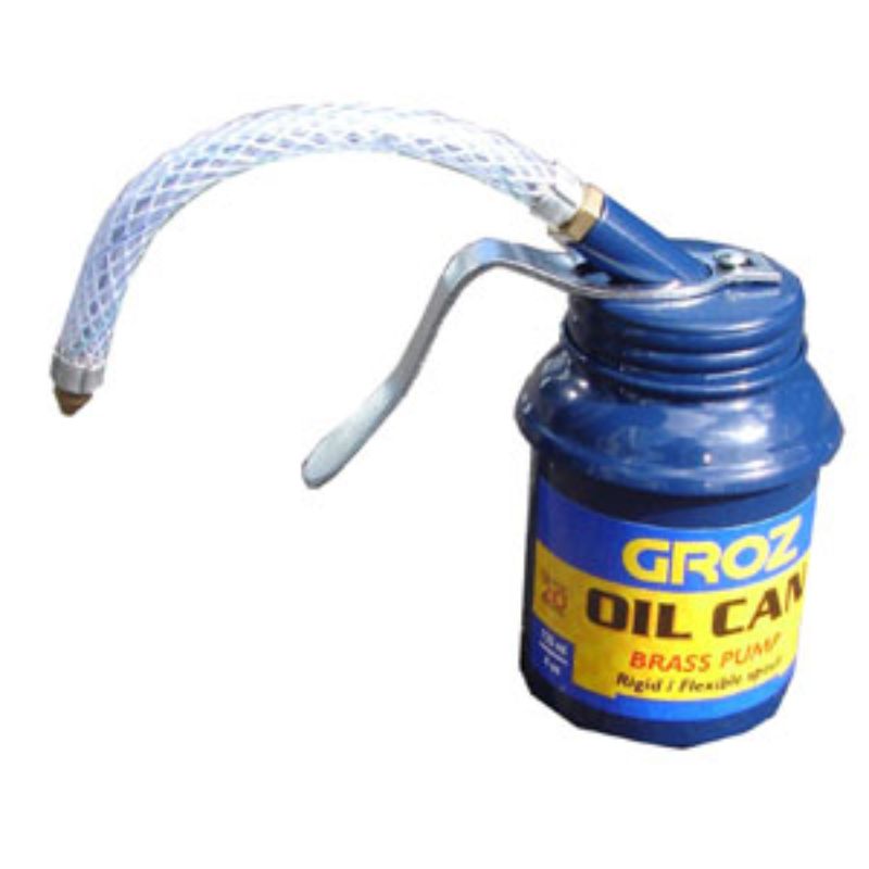 Groz 125ml/4oz Oil Can (Brass Pump) W/ Flex Spout